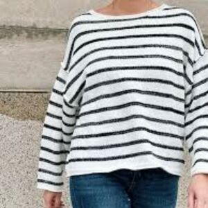Textured Striped Lightweight Sweater from AVA & VIV - 0X